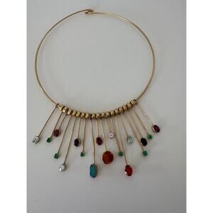 14kt Custom Yellow Gold Ladies Colored Stone & Diamond Necklace